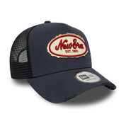 New Era 9FORTY E-Frame Oval Canvas Distress Navy Trucker Cap
