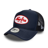 New Era 9FORTY E-Frame Script Logo Oval Foam Patch Navy Trucker Cap