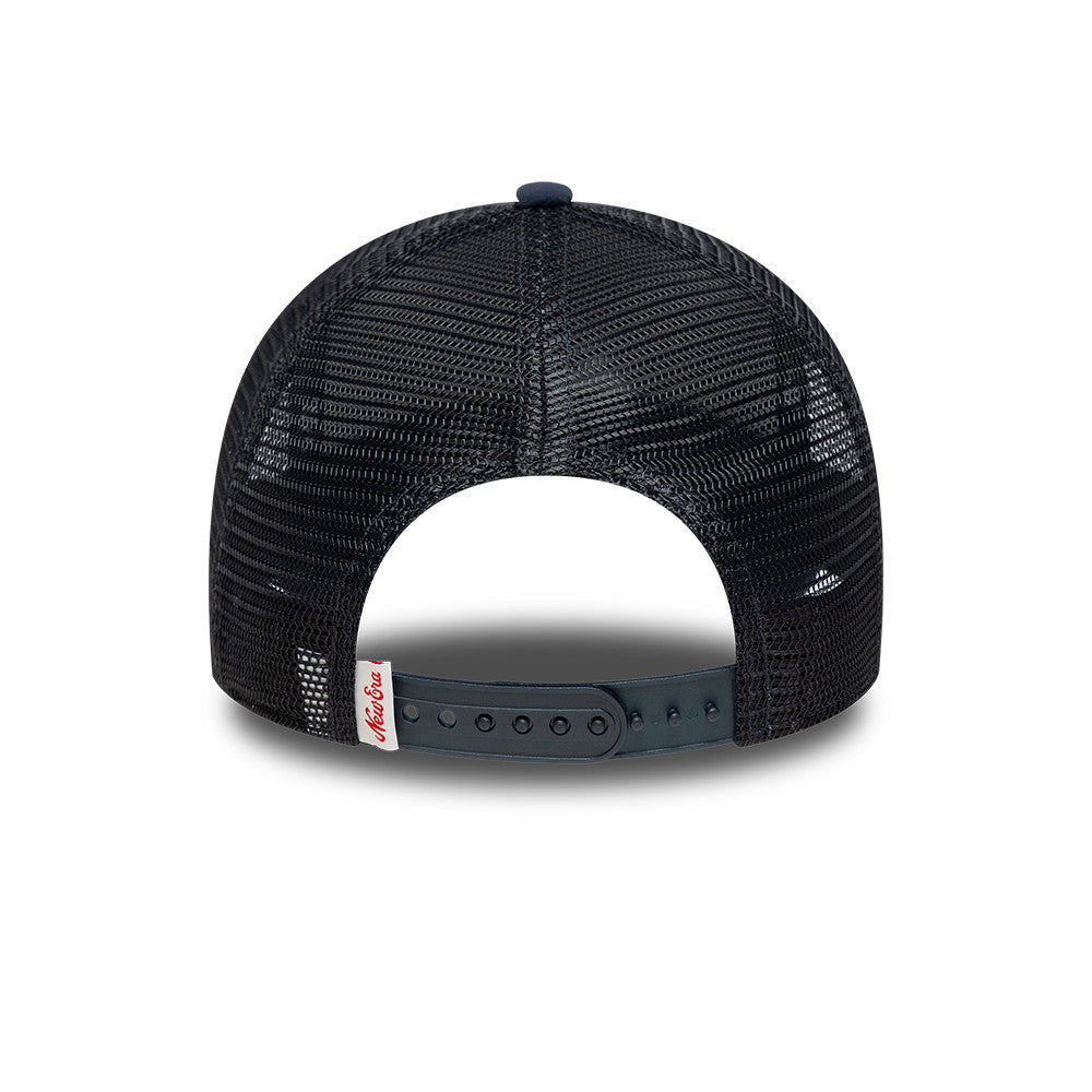 New Era 9FORTY E-Frame Script Logo Oval Foam Patch Navy Trucker Cap
