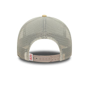 New Era 9FORTY E-Frame Script Logo Oval Foam Patch White Camel Trucker Cap