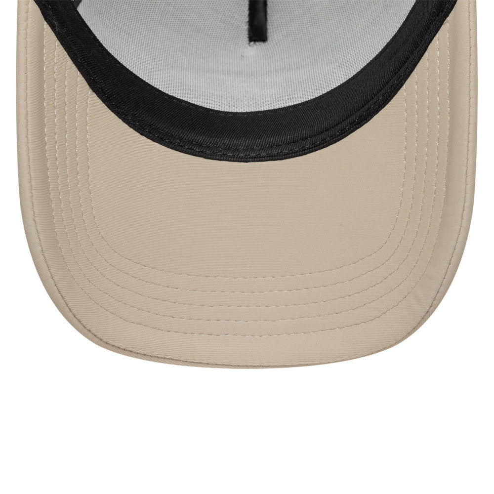 New Era 9FORTY E-Frame Script Logo Oval Foam Patch White Camel Trucker Cap