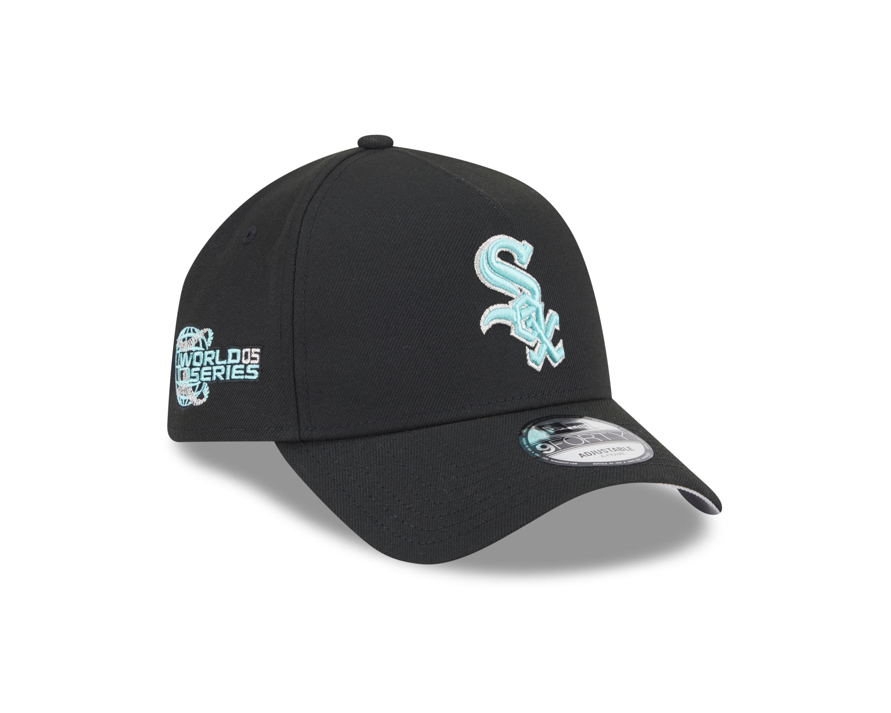 New Era 9FORTY A-Frame Chicago White Sox Black and Seaglass World Series Adjustable Cap
