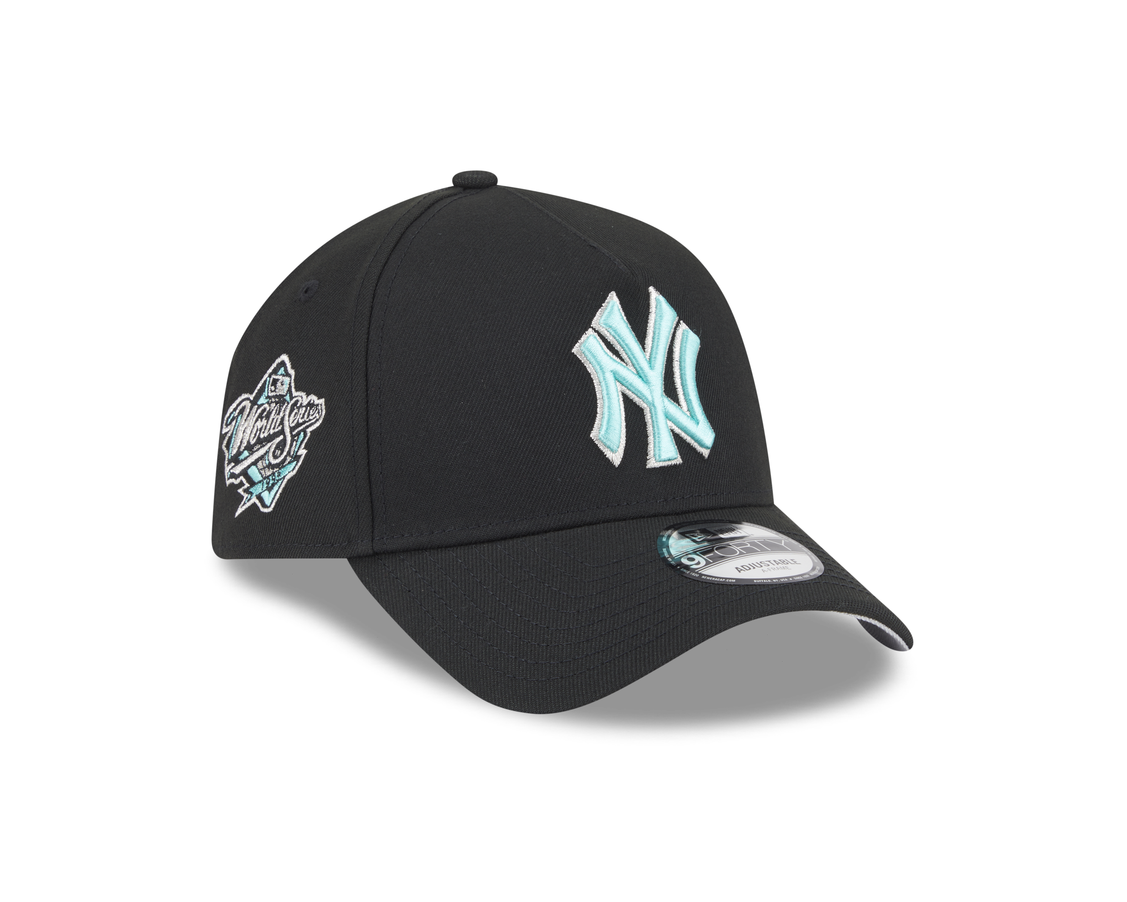 New Era 9FORTY A-Frame New York Yankees Black and Seaglass World Series Adjustable Cap