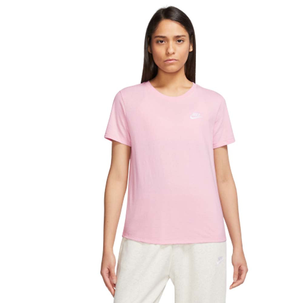 Nike Women's Sportswear Club Essentials T-Shirt Pink White