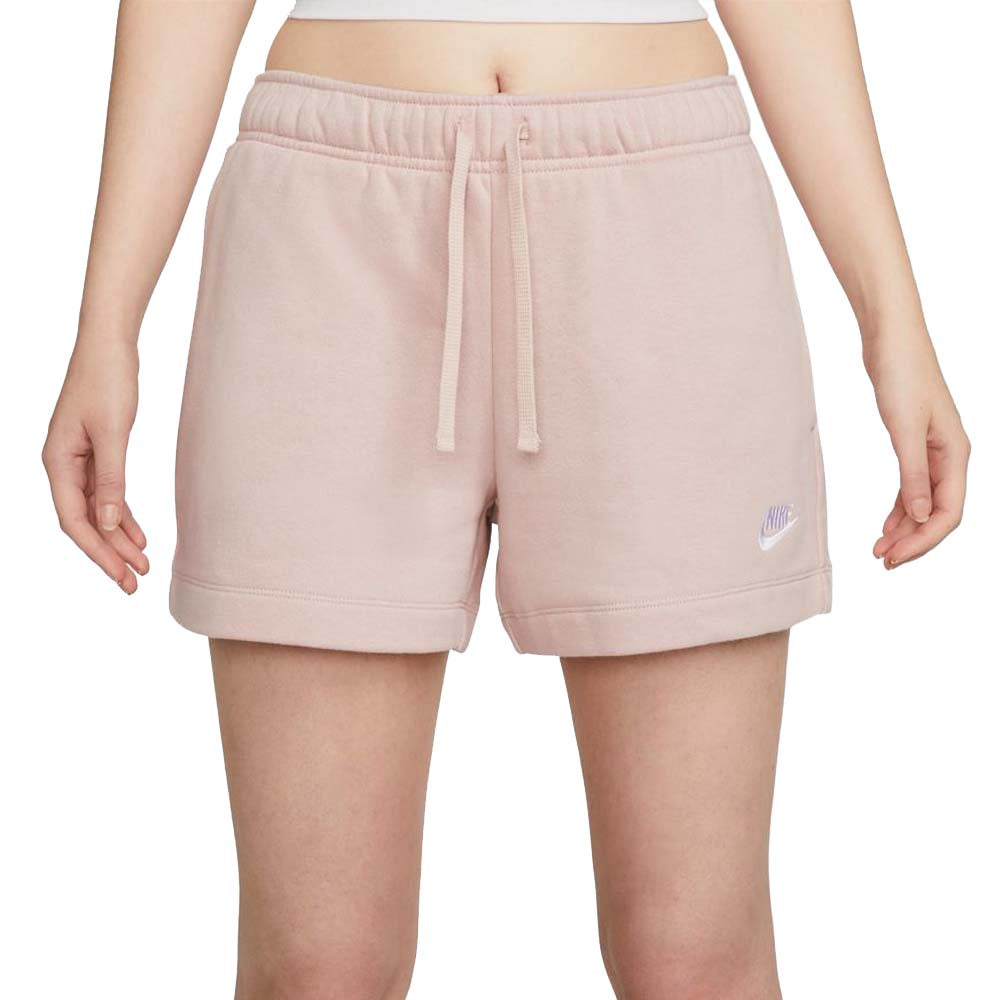 Nike Women's Sportswear Club Fleece Mid-Rise Shorts Pink White